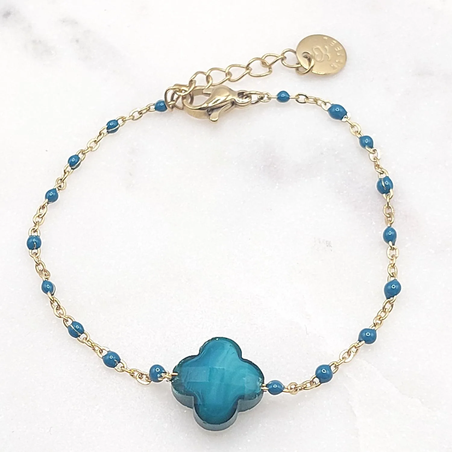 Bracelet trèfle (bleu turquoise)