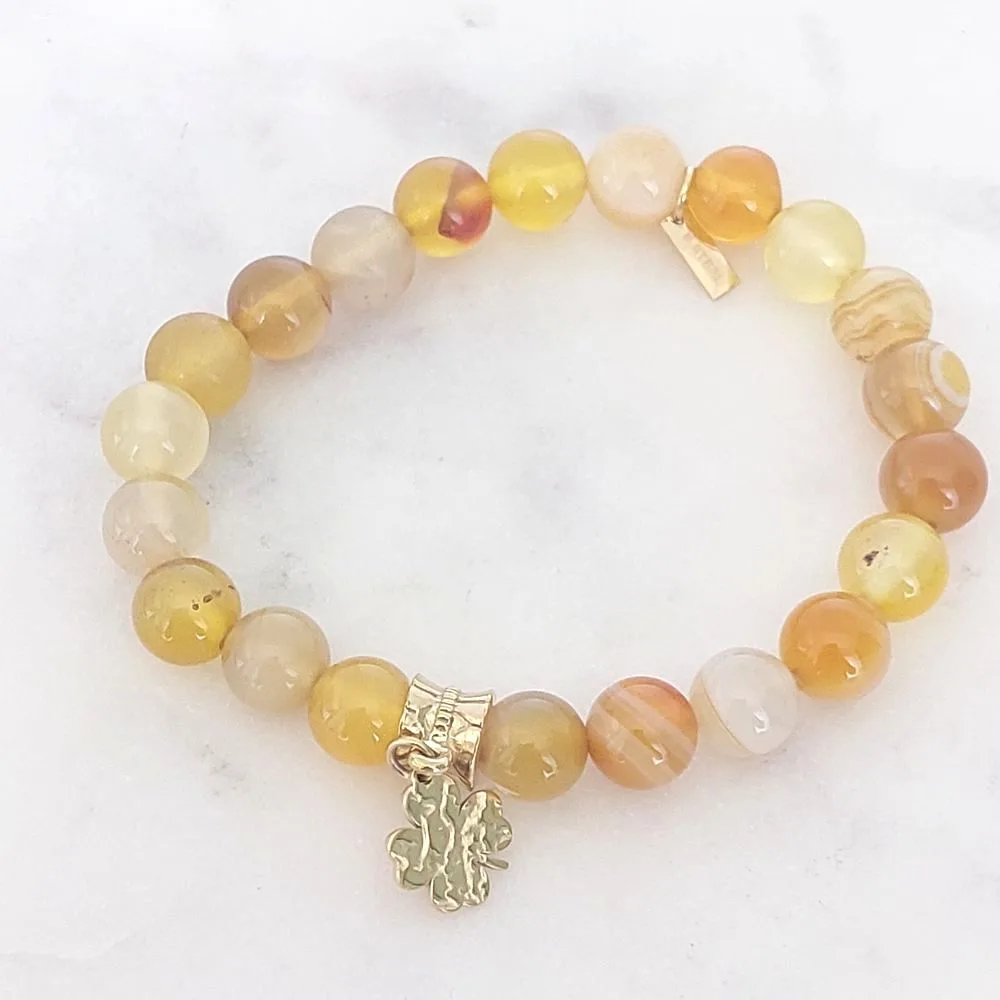 Bracelet shamballa élastique (pierre de soleil du Brésil)